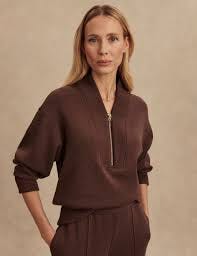 Varley | Sally Half Zip Sweat - Coffee ... Varley | Sally Half Zip Sweat - Coffee ...