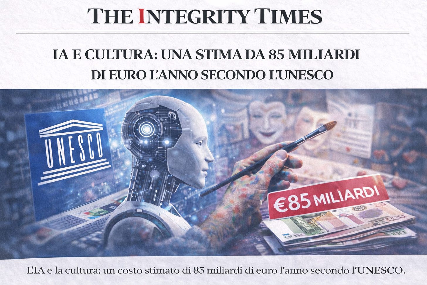 Illustrazione: L’IA e la cultura: un costo stimato di 85 miliardi di euro l’anno secondo l’UNESCO. Perché conta davvero