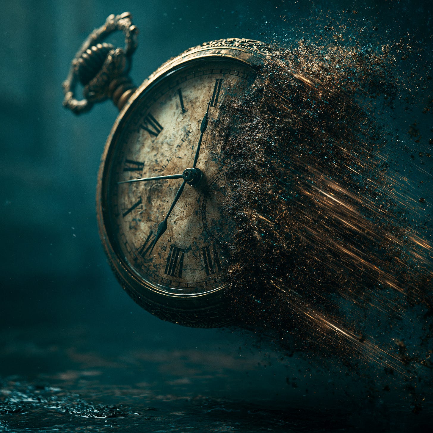 Metaphorical image of changing cost estimates — an antique pocket watch transforming into digital light, old money to new.