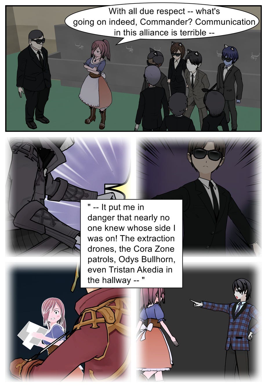 What's going — Commander Deadhand?! I lied. I've never worked for Avarus before. Wonderful performance, Agent Gloria. We're finally back on track. Well, I wouldn't expect the lower-ranking agents to know anything.