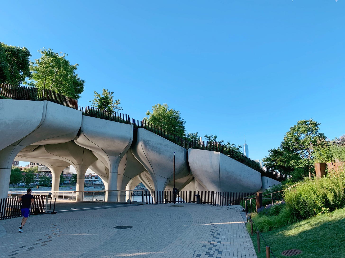 Pots of trees that compose Little Island