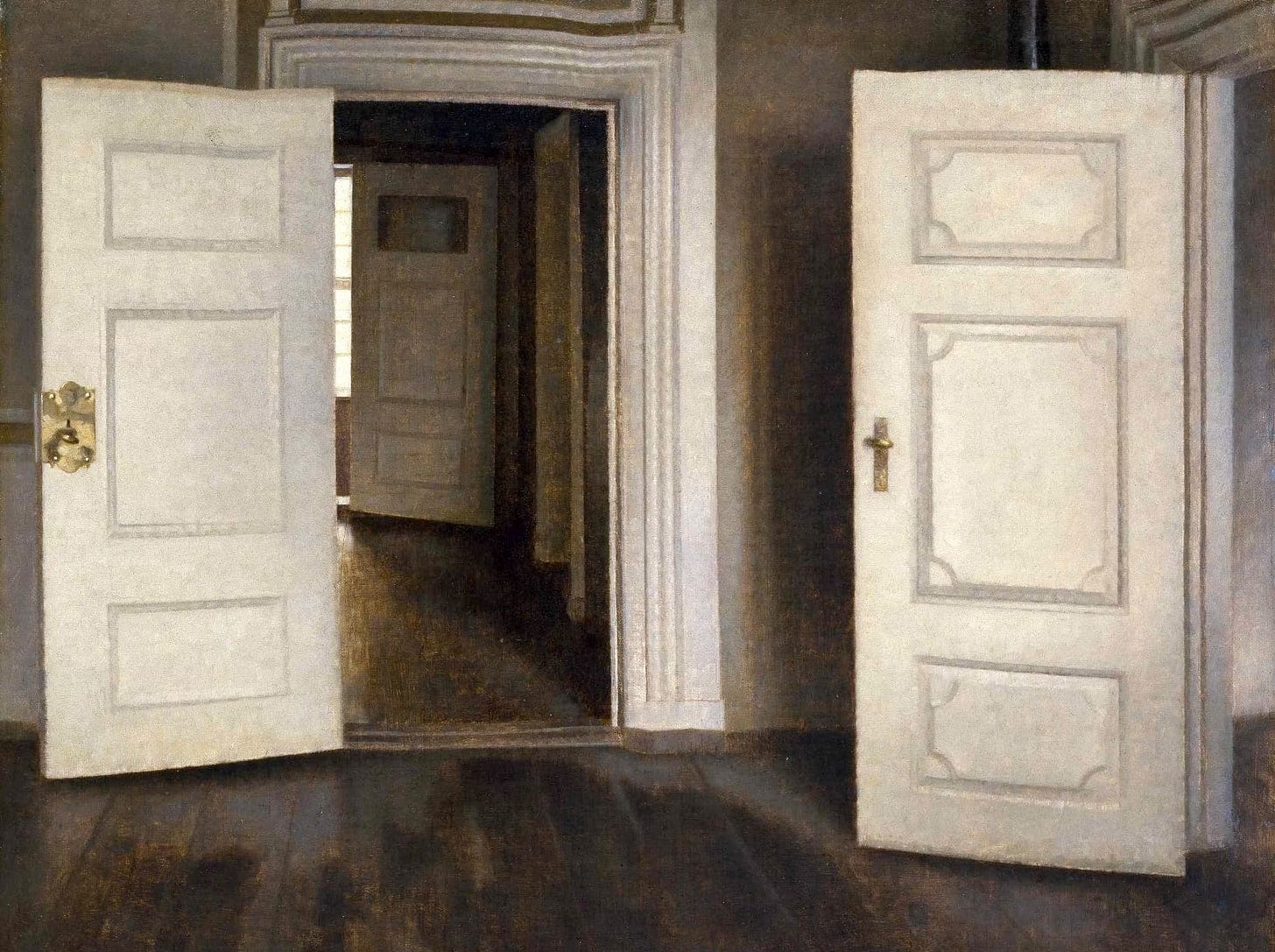 Interior of a house with three open doors Interior of a house with three open doors