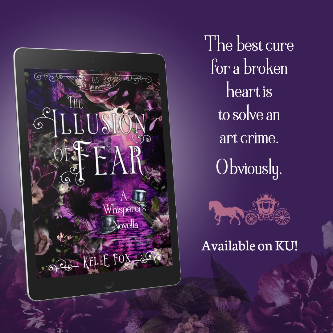 The Illusion of Fear by Kel E Fox: the best cure for a broken heart is solving an art crime. Obviously. Available on KU