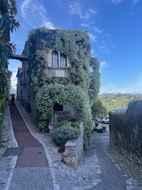 Lunch on the terrace at La Colombe d'Or, Saint-Paul-de-Vence