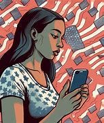 Image result for A person reading political commentary on their phone