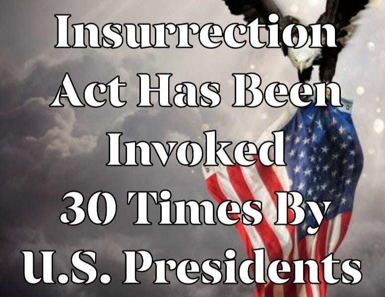 30 Times both Democrat & Republican U.S. Presidents Invoked the Insurrection  Act of 1807 "