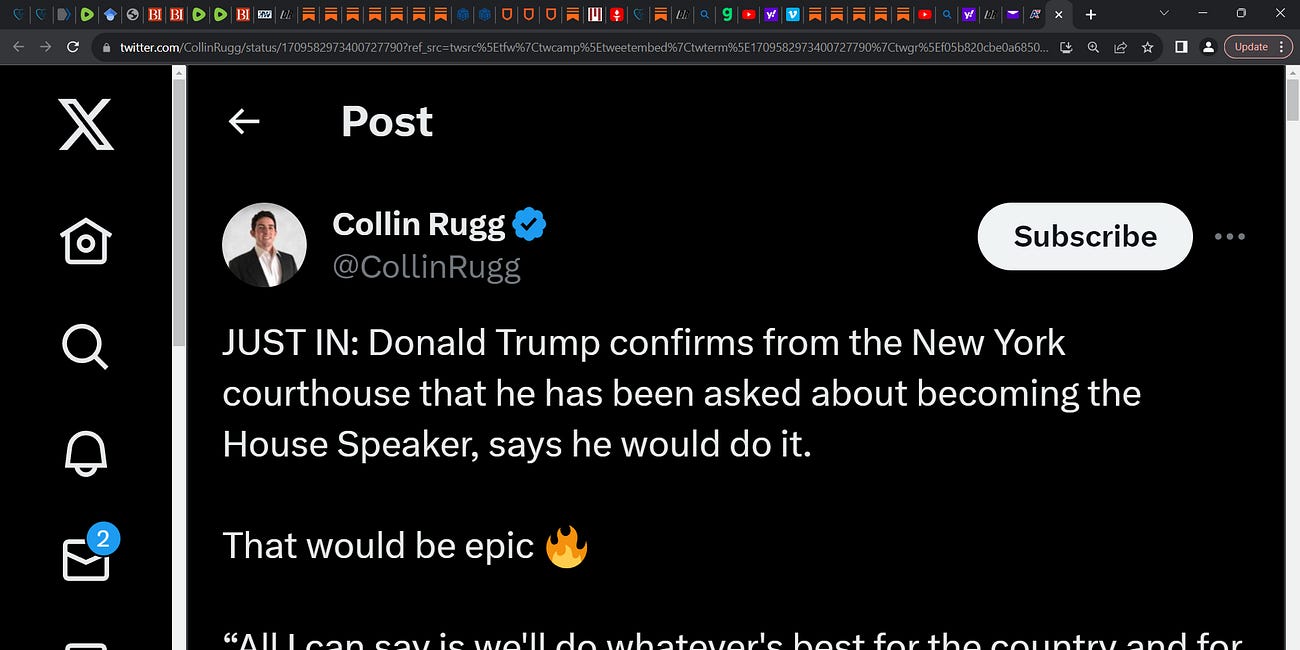 POTUS Trump would consider being SPEAKER of the House of representatives; this would be epic & IMO become very interesting & help stop the Ukraine aid among other America hating BIDEN agenda items 