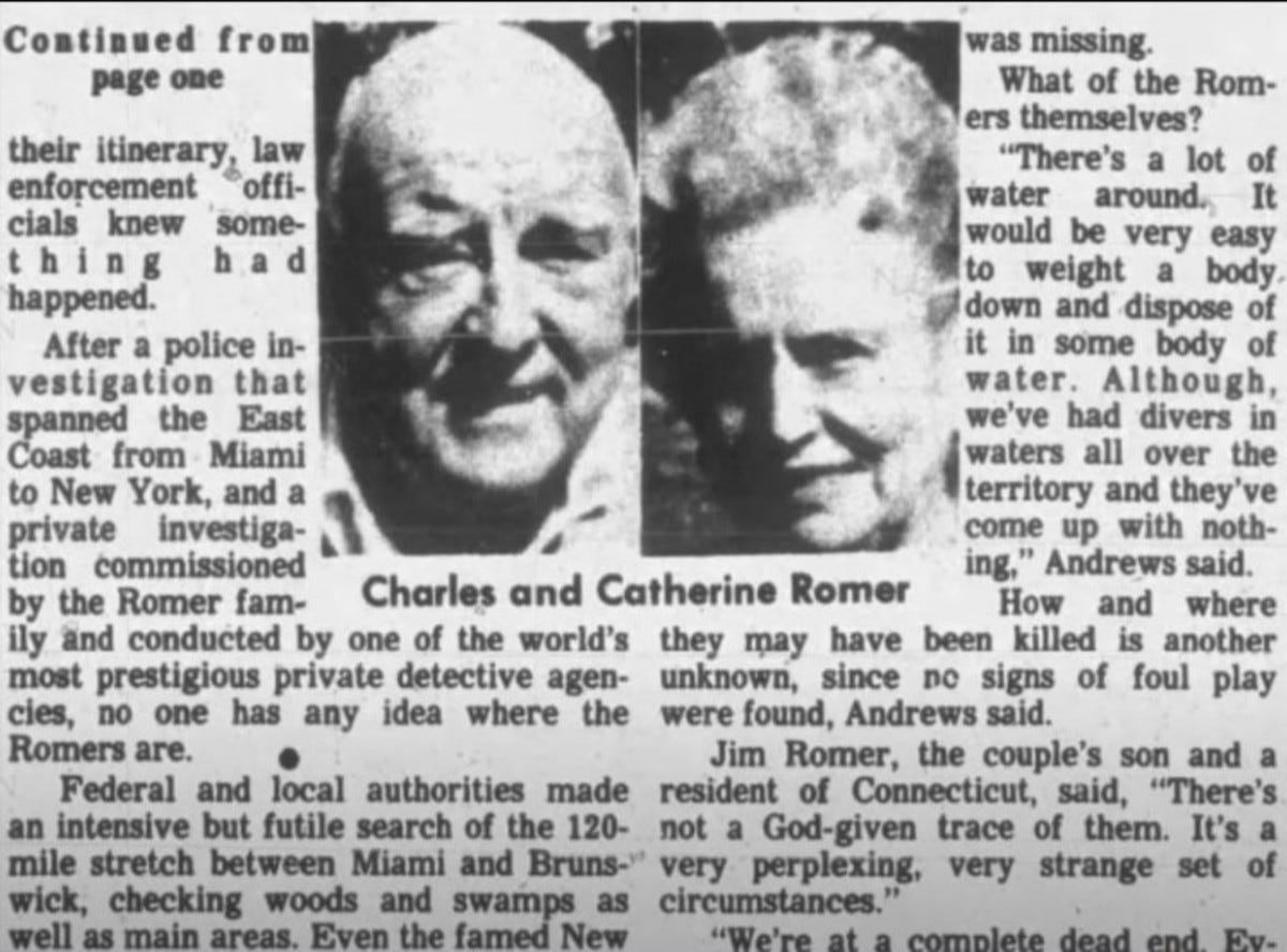 Cathy Romer The Strange Disappearance of Charles and Catherine Romer