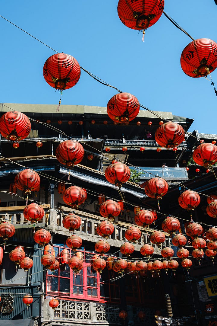 red lanterns in jiufen, taiwan