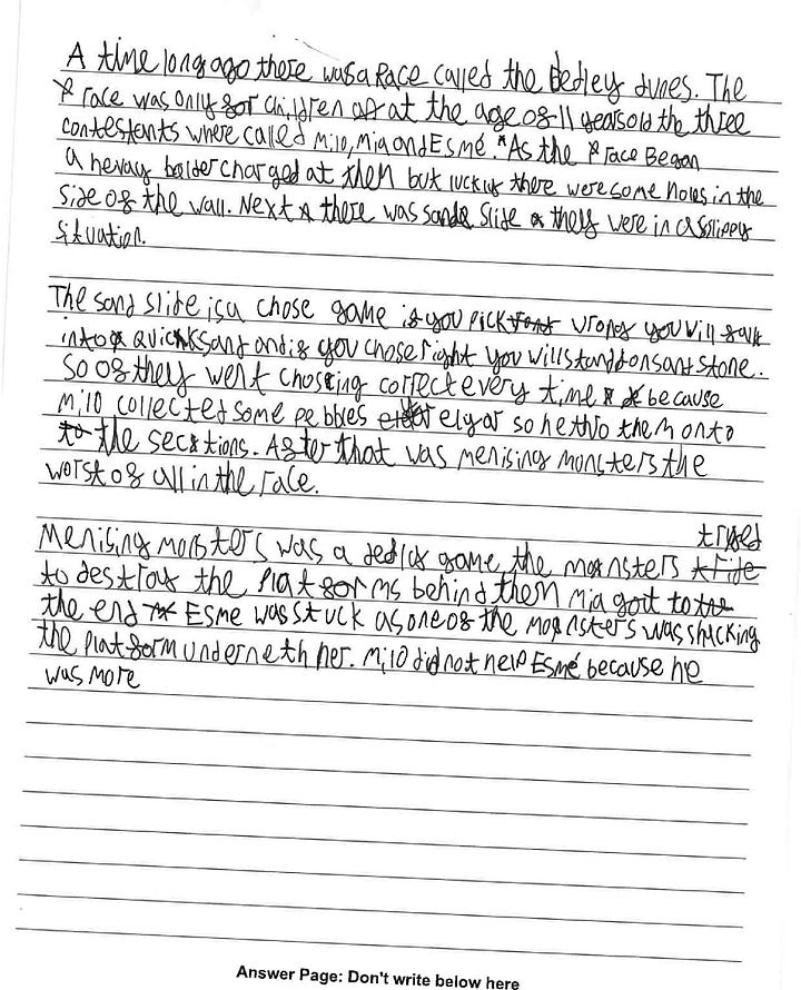 Year 5 writing (left non PP 55%, right PP 45%)