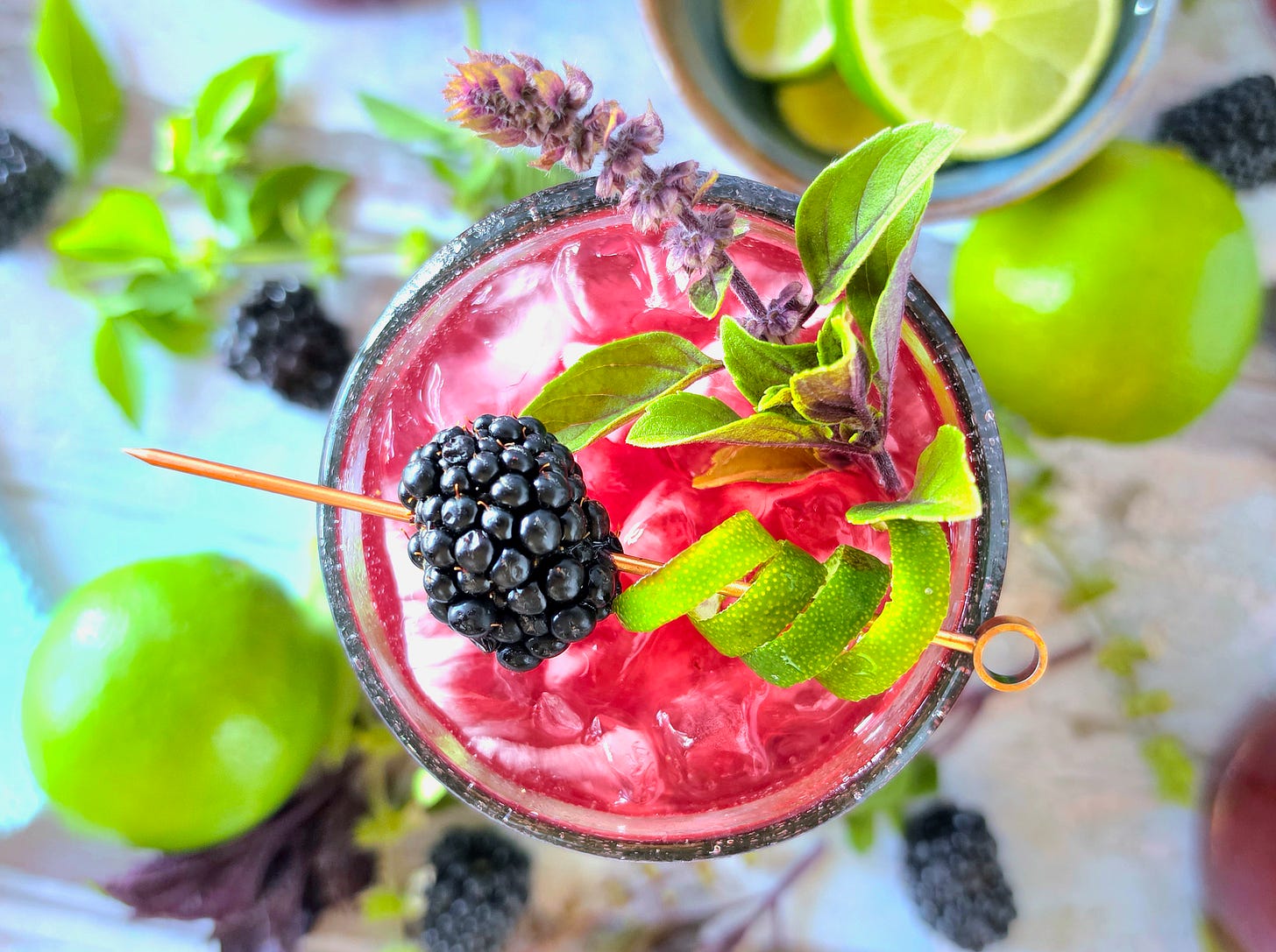 an overhead view of a cocktail