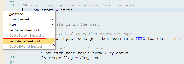 Settings the External Breakpoint in ABAP editor
