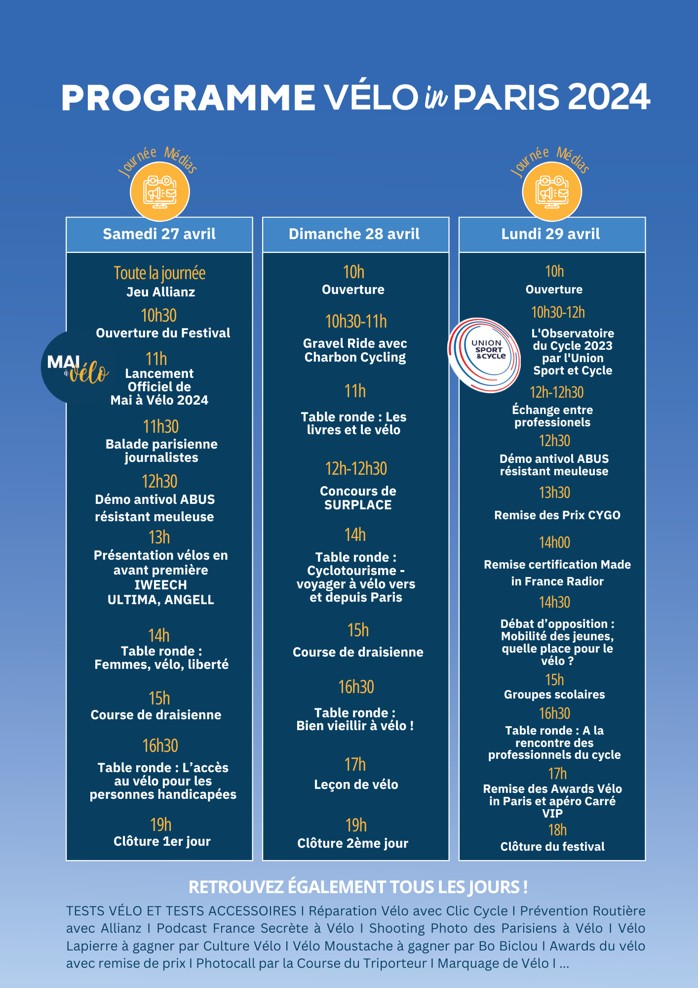 Programme de Velo In Paris