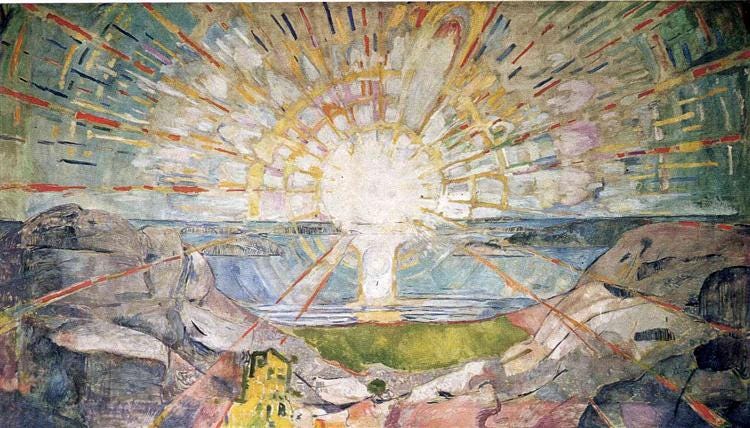 A painting: Sun by Edvard Munch, 1911-1916, oil on canvas