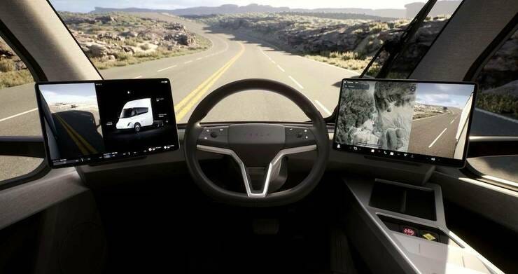 Tesla'nın kamyonu Semi, sürücünün merkezde yer aldığı, tek koltuklu bir tasarıma sahip. Peki kamyonculuğun vazgeçilmez bileşeni Tesla'nın kamyonu Semi, sürücünün merkezde yer aldığı, tek koltuklu bir tasarıma sahip. Peki kamyonculuğun vazgeçilmez bileşeni