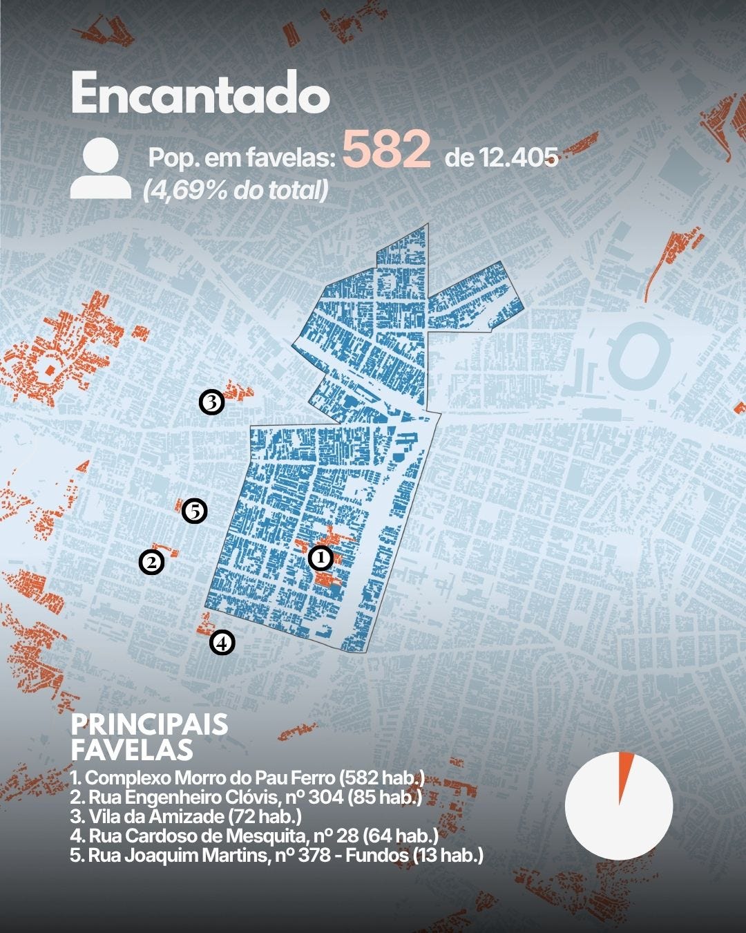 Mapa das favelas do bairro do Encantado - Rio de Janeiro/RJ.