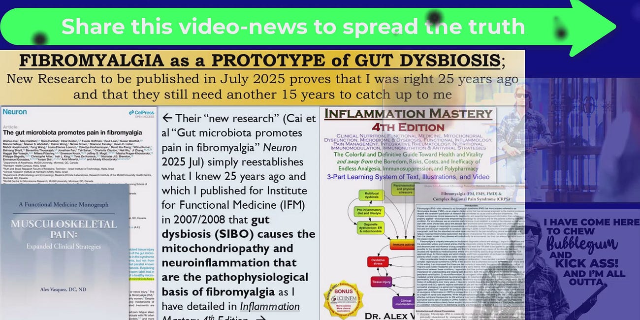 VIDEO 1. Major research journal confirms that I was right about FIBROMYALGIA and DYSBIOSIS 20 years ahead of the game. 2. Obligatory misinformation in Family Medicine recertification