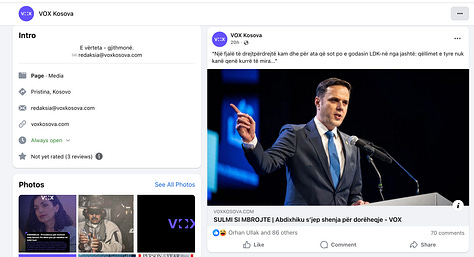 Këto pamje tregojnë kontrastin mes shifrës së deklaruar të ndjekësve të VOX Kosova në Facebook mbi 21 mijë dhe nivelit real të angazhimit në postimet e saj. Përmbajtje të ndryshme, përfshirë artikuj sensazionalë dhe tema politike të nxehta, marrin vazhdimisht dhjetëra apo pak qindra reagime, një disproporcion i theksuar që ngre pyetje legjitime mbi natyrën reale të audiencës, autenticitetin e ndikimit dhe transparencën e vetëparaqitjes publike të kësaj platforme mediatike.