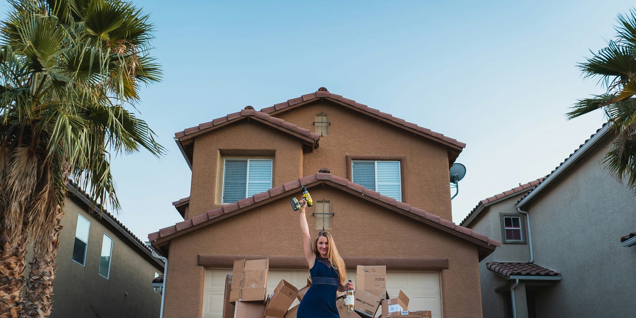 She bought the house. He ran the other way.