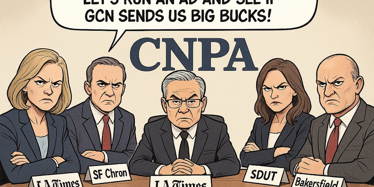 *Media Bias Alert* CA Newspaper Publishers to Newsom in LA Times Ad: “Spend on Prop 50 Ads in Our Papers” 