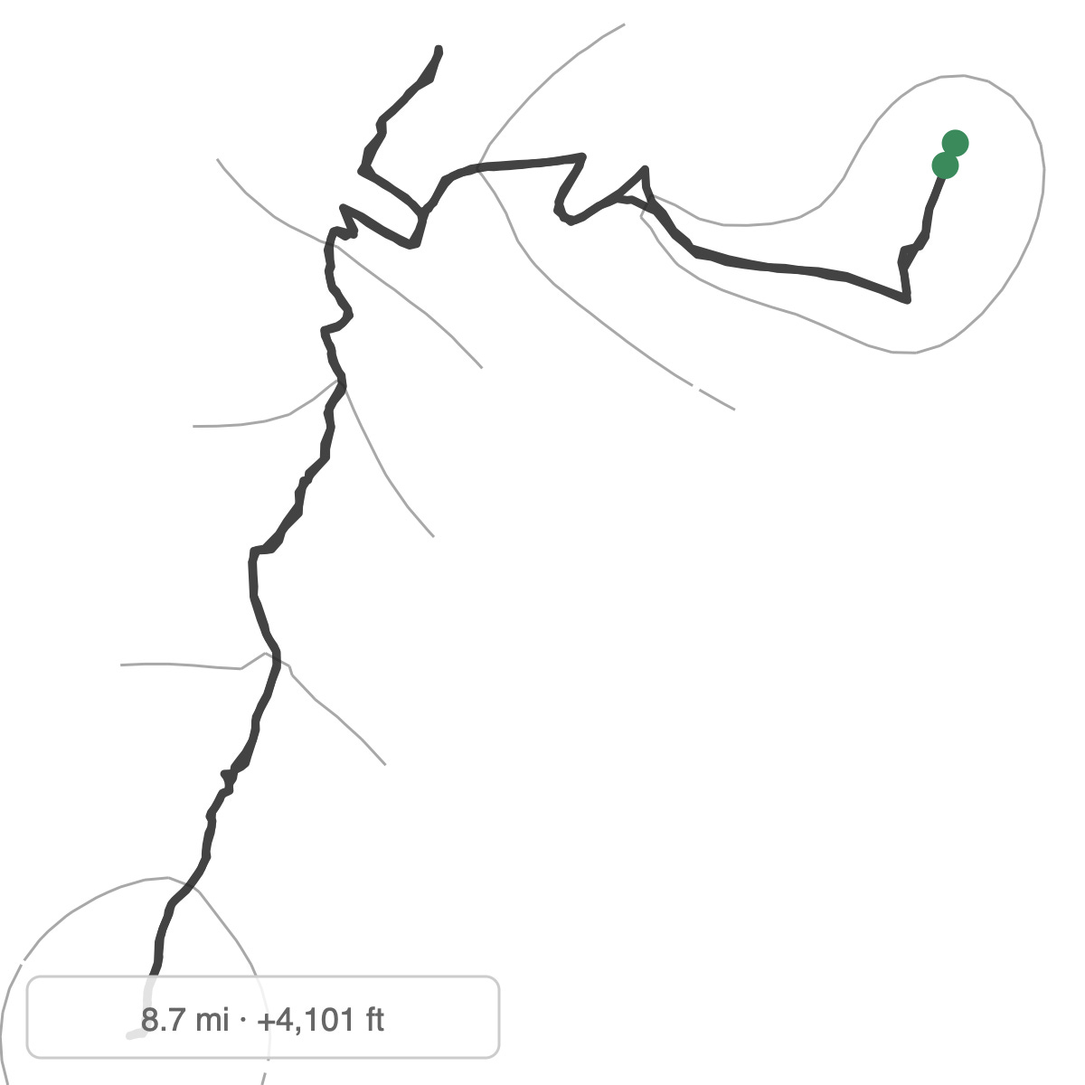 An illustration of the terrain and GPS track in the workout An illustration of the terrain and GPS track in the workout