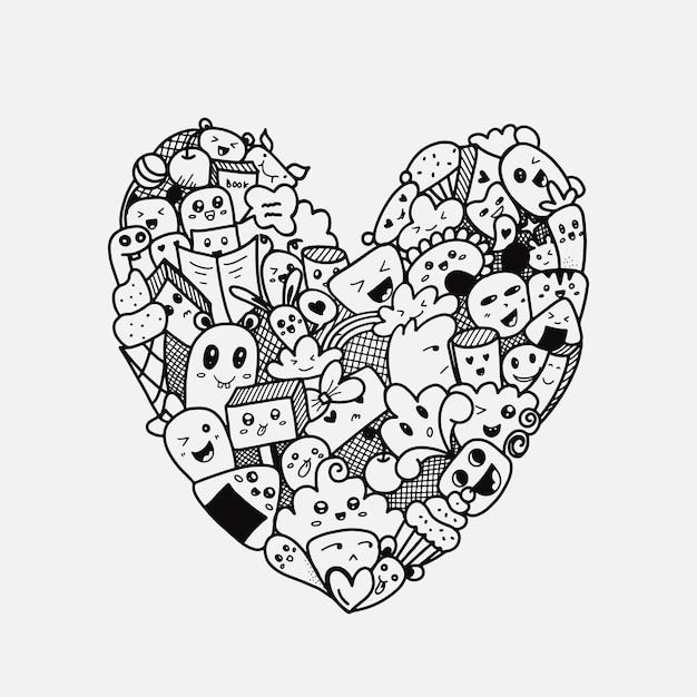 Hand drawing doodle in the form of love | Premium Vector