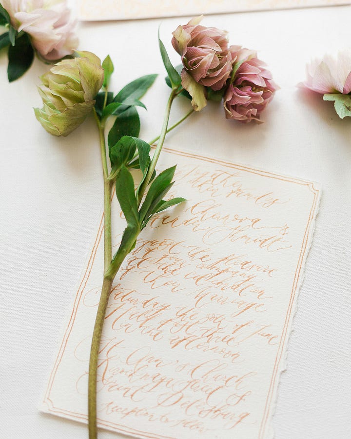 flowers on handwritten letter and pink roses with letters