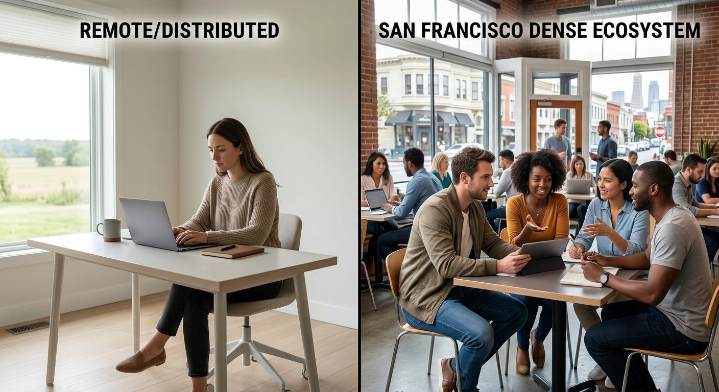 Comparison of remote work vs San Francisco startup ecosystem Comparison of remote work vs San Francisco startup ecosystem