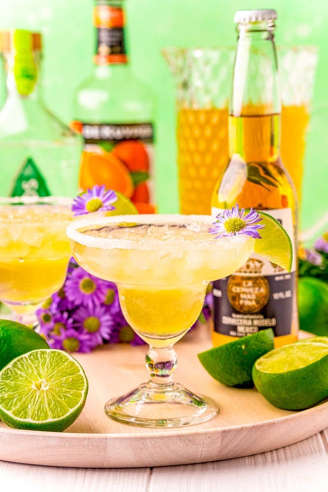Beer Margaritas with sugared rim. Beer Margaritas with sugared rim.