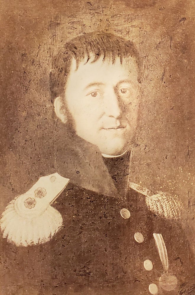Monochrome photograph of a painted portrait of Theodore Ulrich Nübling