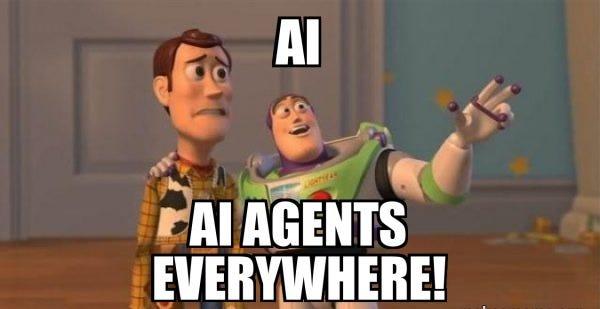 AI AI AGENTS everywhere! - Buzz and Woody (Toy Story) Meme Meme Generator