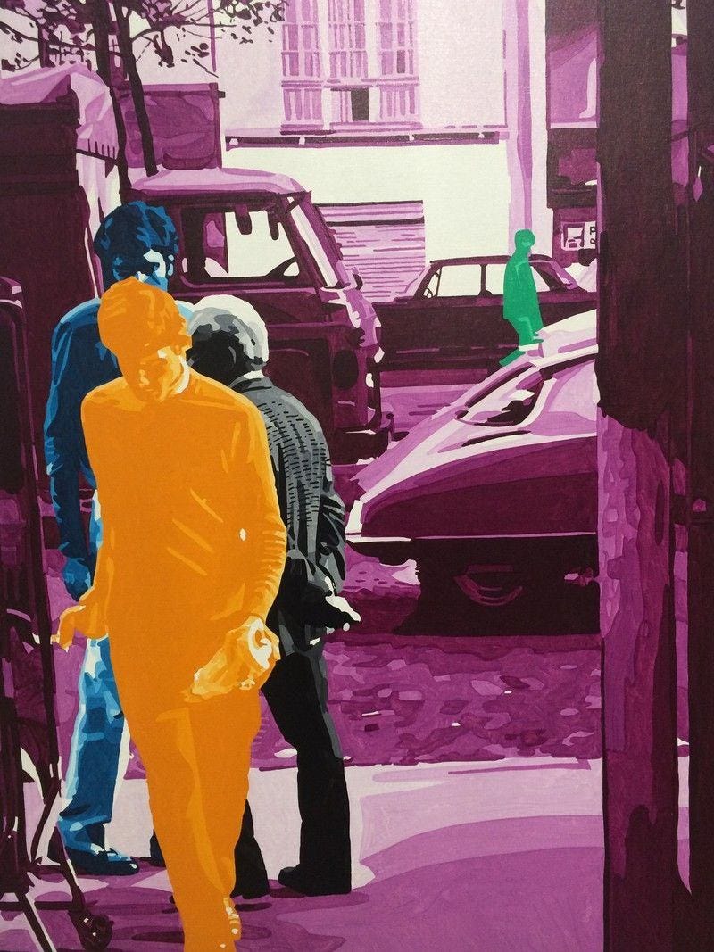 May be an image of one or more people and street