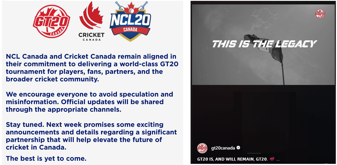 competing social media posts regarding the future of the NCL20/GT20 competing social media posts regarding the future of the NCL20/GT20