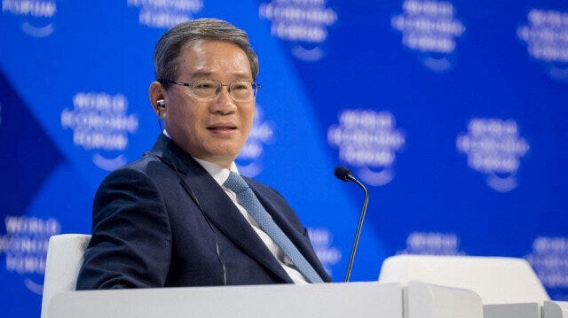 Le Premier ministre chinois Li Qiang lors de la réunion annuelle du Forum économique mondial (WEF) à Davos, le 16 janvier 2024. Le Premier ministre chinois Li Qiang lors de la réunion annuelle du Forum économique mondial (WEF) à Davos, le 16 janvier 2024.