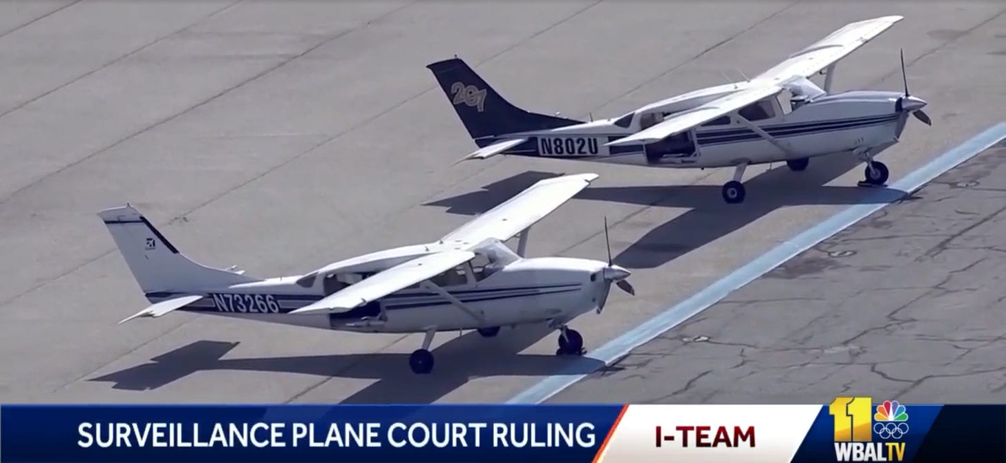 Baltimore TV station WBAL-TV’s “I-Team” investigated a Wide Area Airborne Surveillance (WAAS) program operated by Baltimore Police, which was found to be unconstitutional (framegrab from WBAL-TV news report) Baltimore TV station WBAL-TV’s “I-Team” investigated a Wide Area Airborne Surveillance (WAAS) program operated by Baltimore Police, which was found to be unconstitutional (framegrab from WBAL-TV news report)
