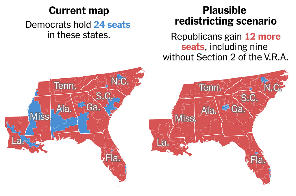 Image | Current and Plausible redistricting map | courtesy of The New York Times, April 2026