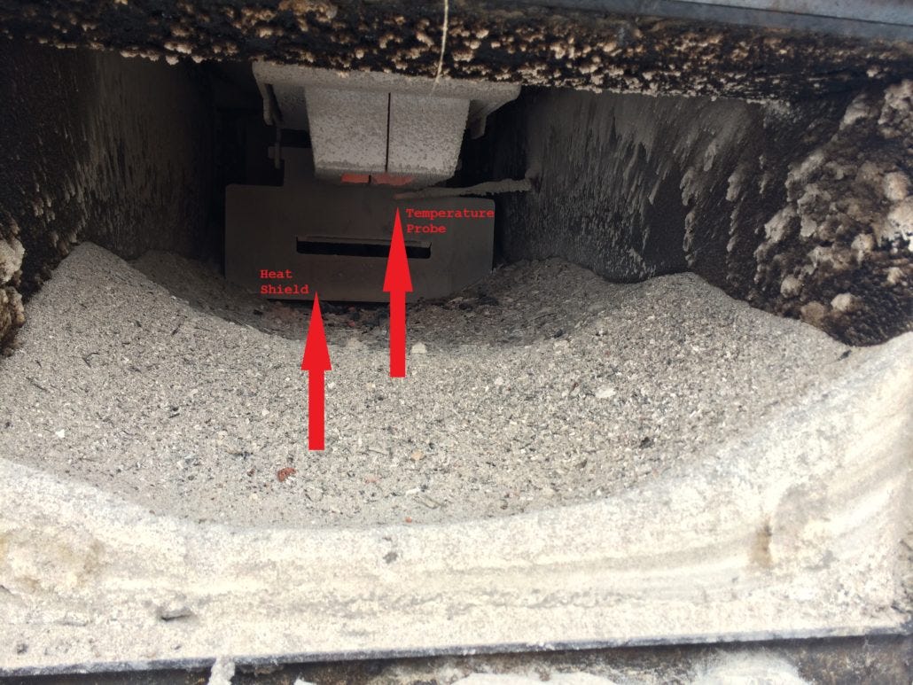 View inside the Central Boiler Reaction Chamber before cleaning
