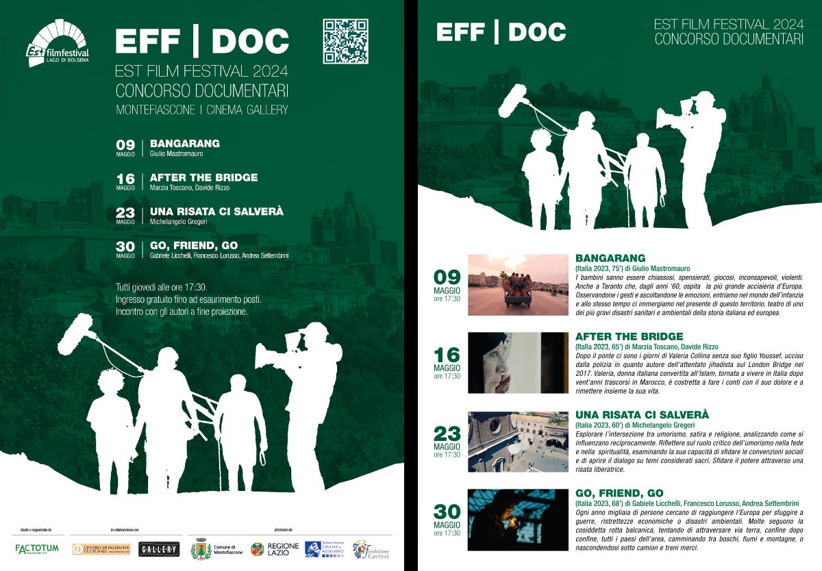 Il programma del concorso per documentari italiani EFF|DOC. Ingresso libero.