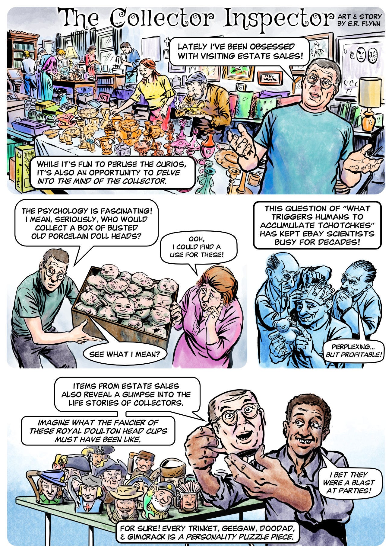 The Collector Inspector 4 page comic by E.R. Flynn, page 1