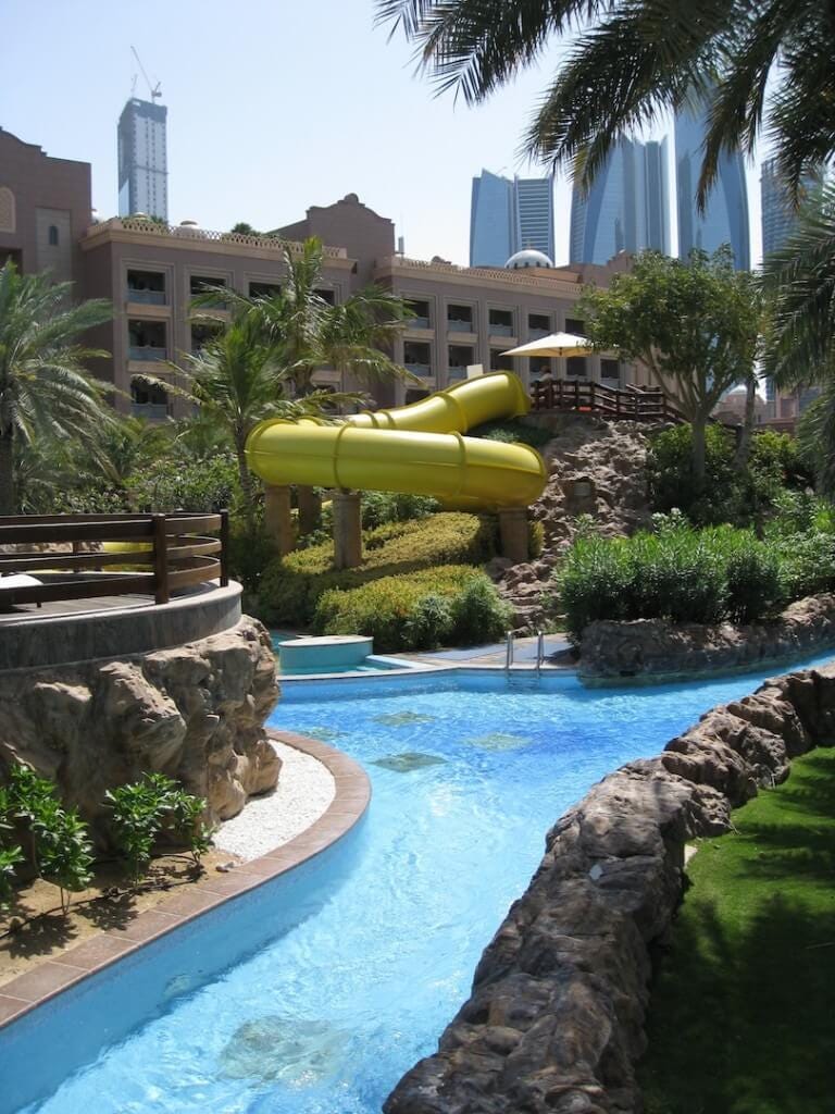 Lazy river with slides in background