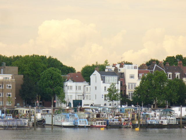 Historical view of Cheyne Walk in Chelsea, London