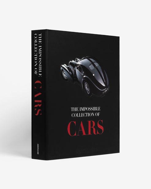The Impossible Collection of Cars; Dan Neil; 170 pages; English; W 39 x L 47 x D 7 cm; Black Rubber Clamshell Box with Metal Plate; ASSOULINE Coffee Table Books