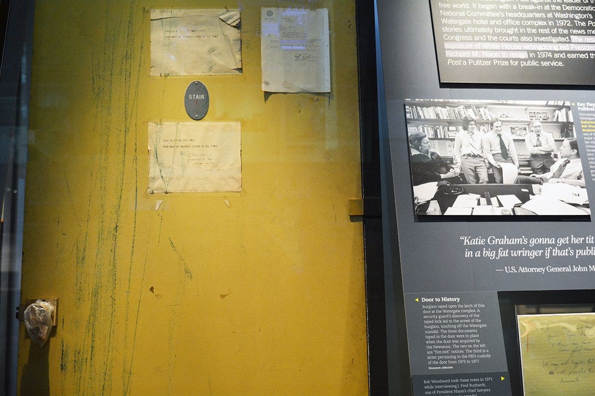 Taped door of the Democrats' national headquarters, Watergate ...