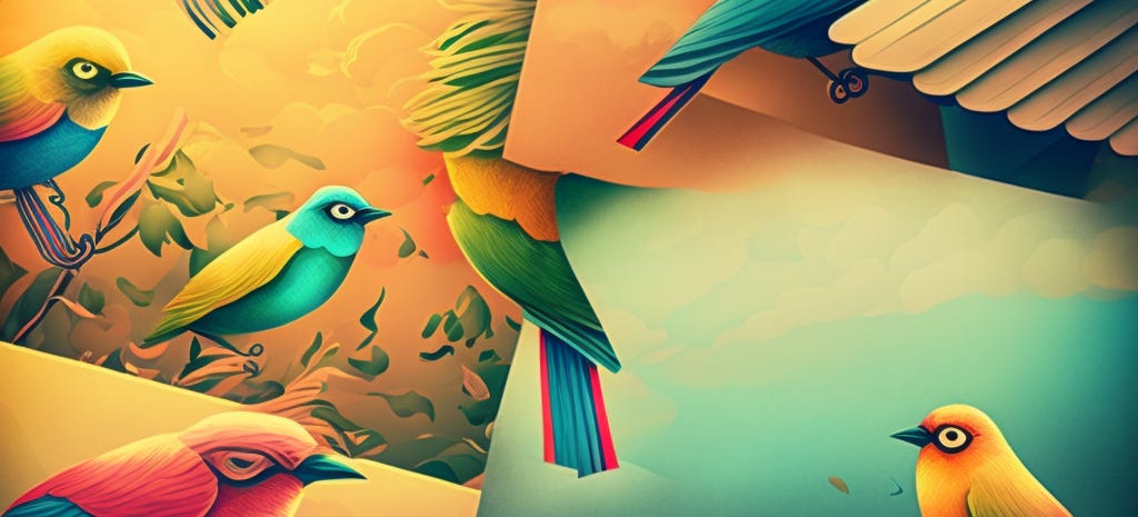 Birds on abstract background