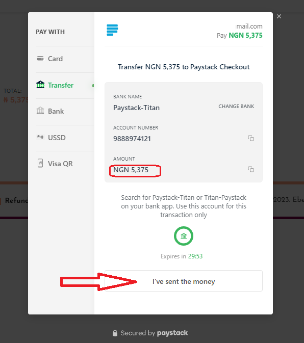 TRANSFER Method for Online Payment Options 5