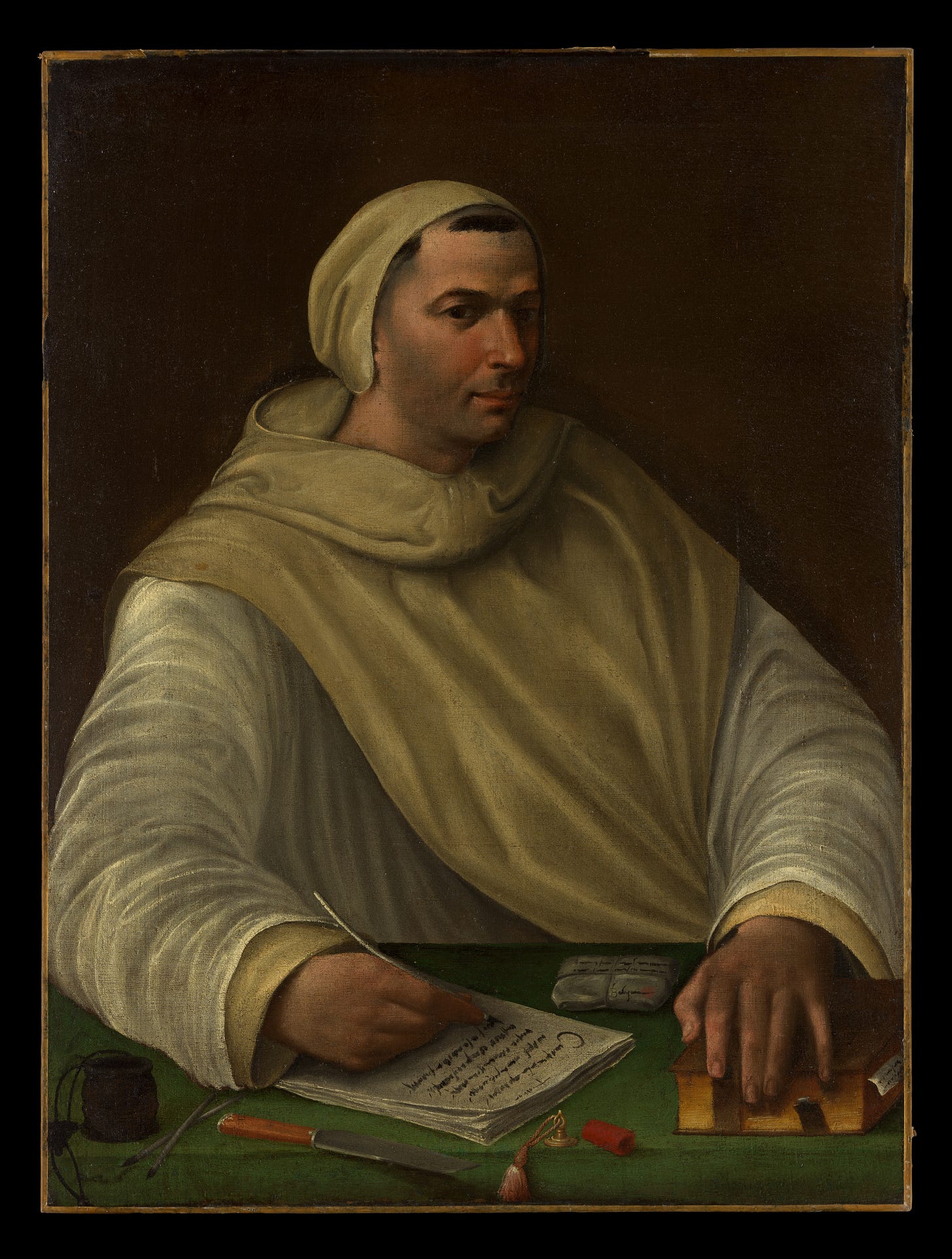 Portrait of an Olivetan Monk, Attributed to Baldassare Tommaso Peruzzi (Italian, Ancaiano 1481–1536 Rome), Oil on canvas Portrait of an Olivetan Monk, Attributed to Baldassare Tommaso Peruzzi (Italian, Ancaiano 1481–1536 Rome), Oil on canvas