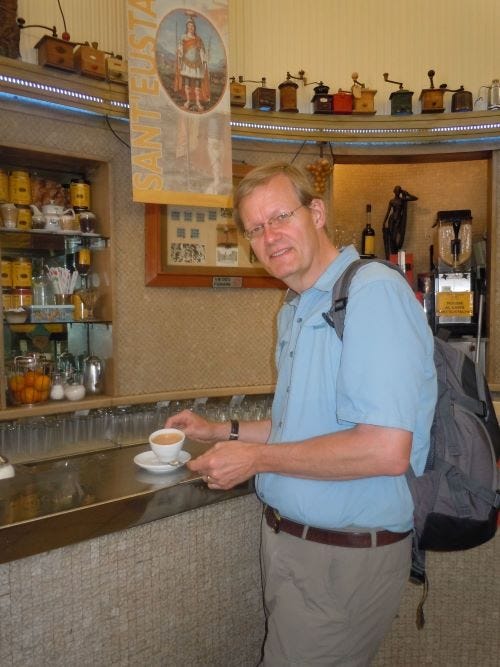 Bill with coffee at Sant Eustachio
