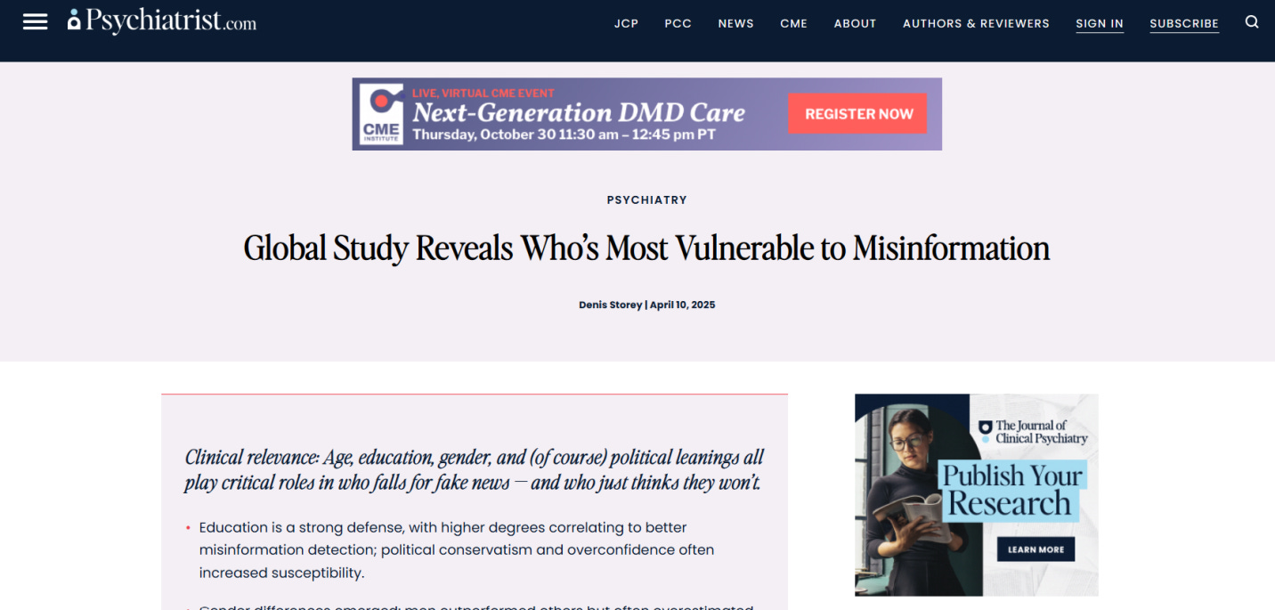 While a study of profiling misinformation susceptibility found that Generation Z appears to be the group most vulnerable to misinformation.
