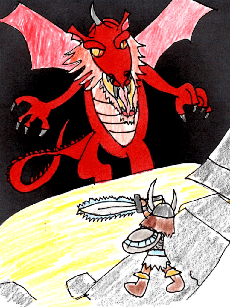 A drawn recreation of the Dungeons & Dragons Red Box, by Joel Balkovec.