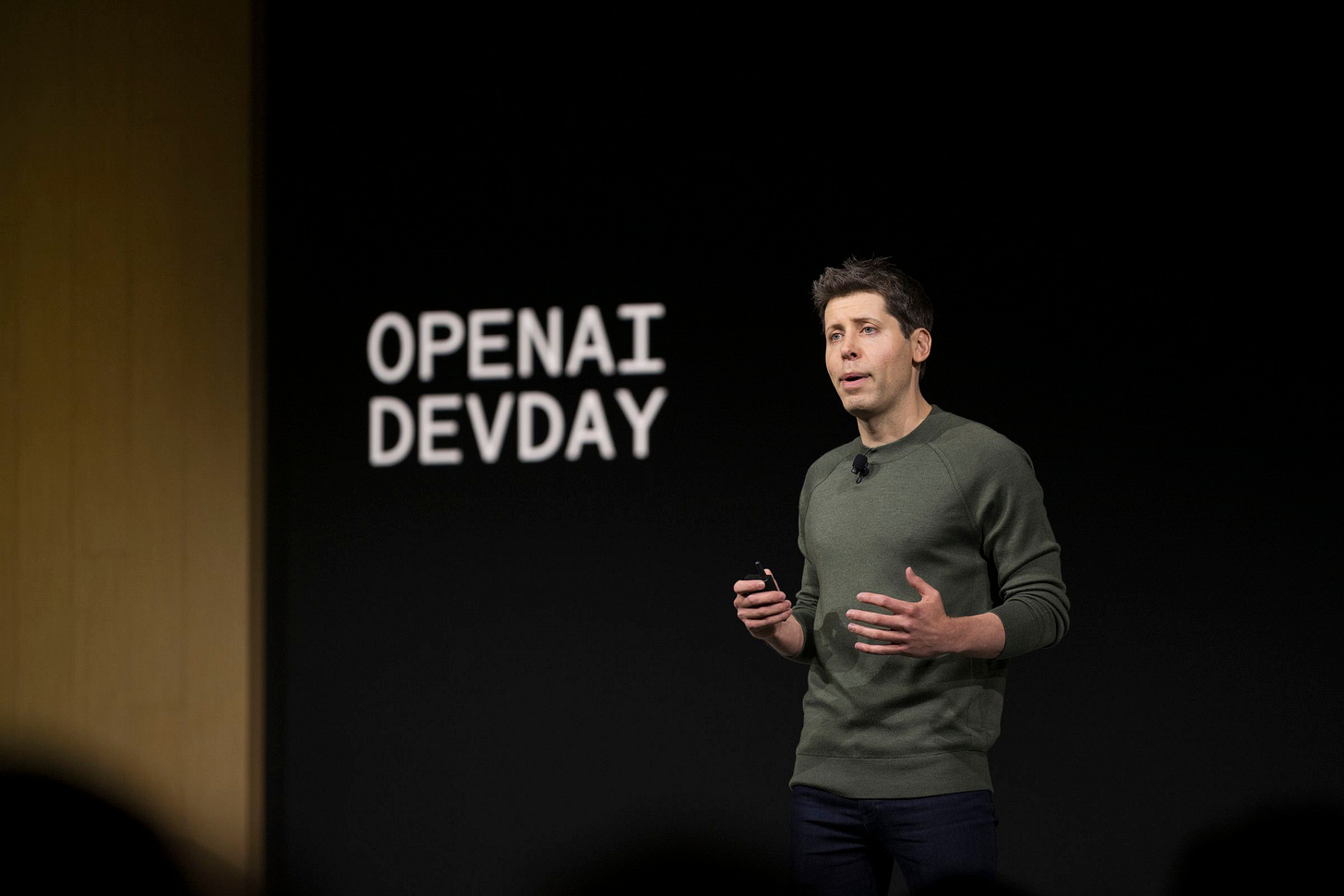 Sam Altman onstage at OpenAI DevDay.